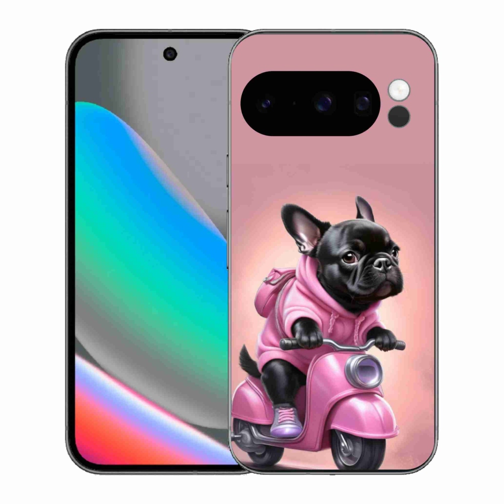 Gelový kryt mmCase na Google Pixel 10 Pro - francouzský buldoček na skútru
