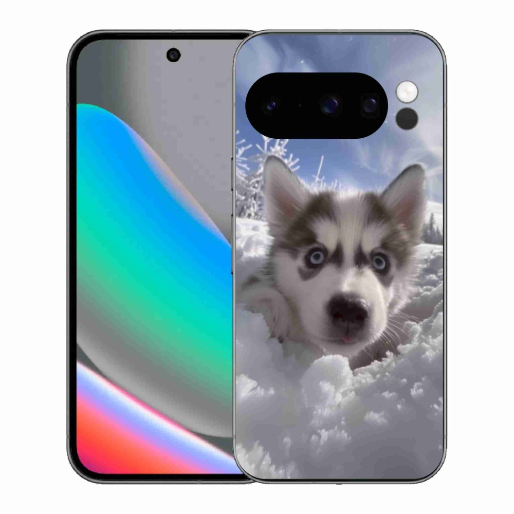 Gelový kryt mmCase na Google Pixel 10 Pro - husky ve sněhu