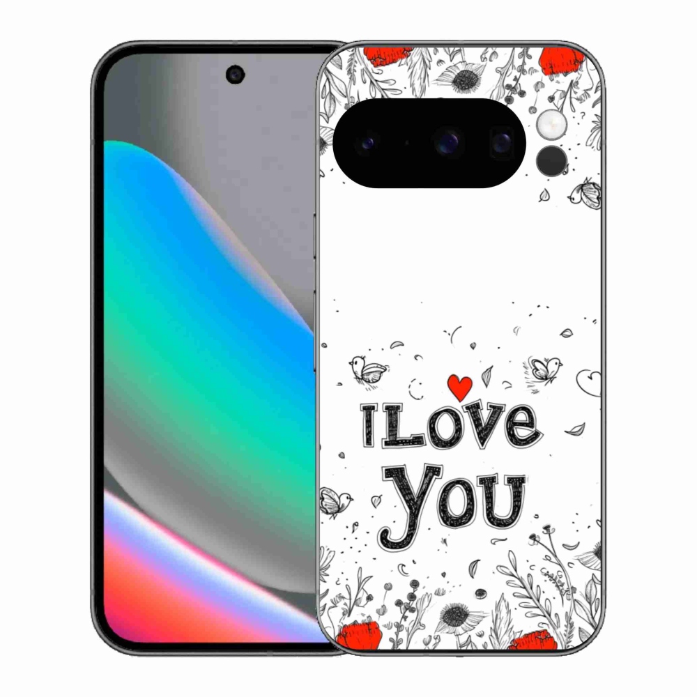 Gelový kryt mmCase na Google Pixel 10 Pro - I love you bílé pozadí