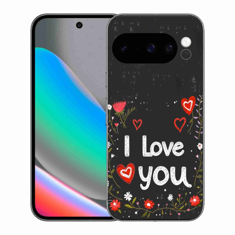 Gelový kryt mmCase na Google Pixel 10 Pro - I love you černé pozadí