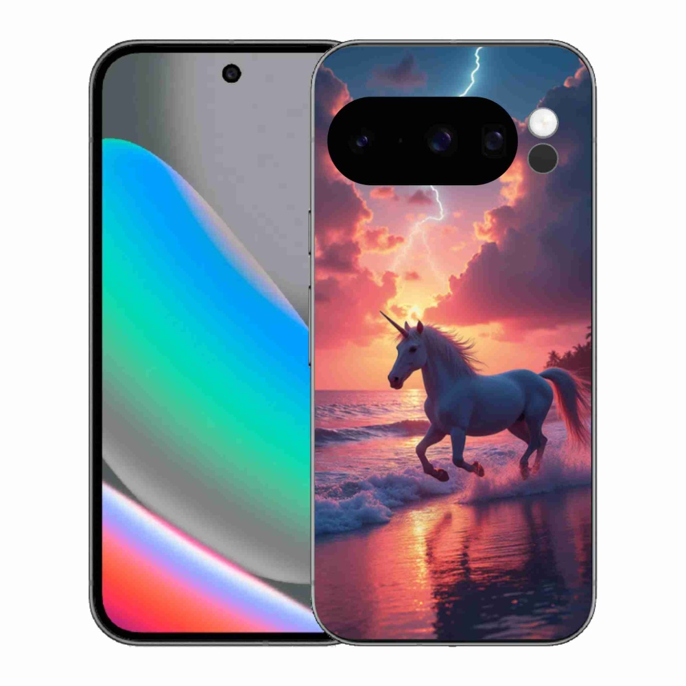 Gelový kryt mmCase na Google Pixel 10 Pro - jednorožec na pláži