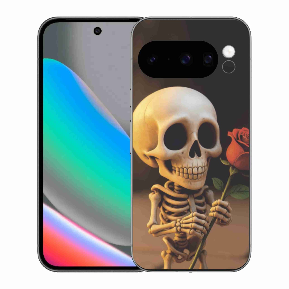 Gelový kryt mmCase na Google Pixel 10 Pro - kostlivec s růží