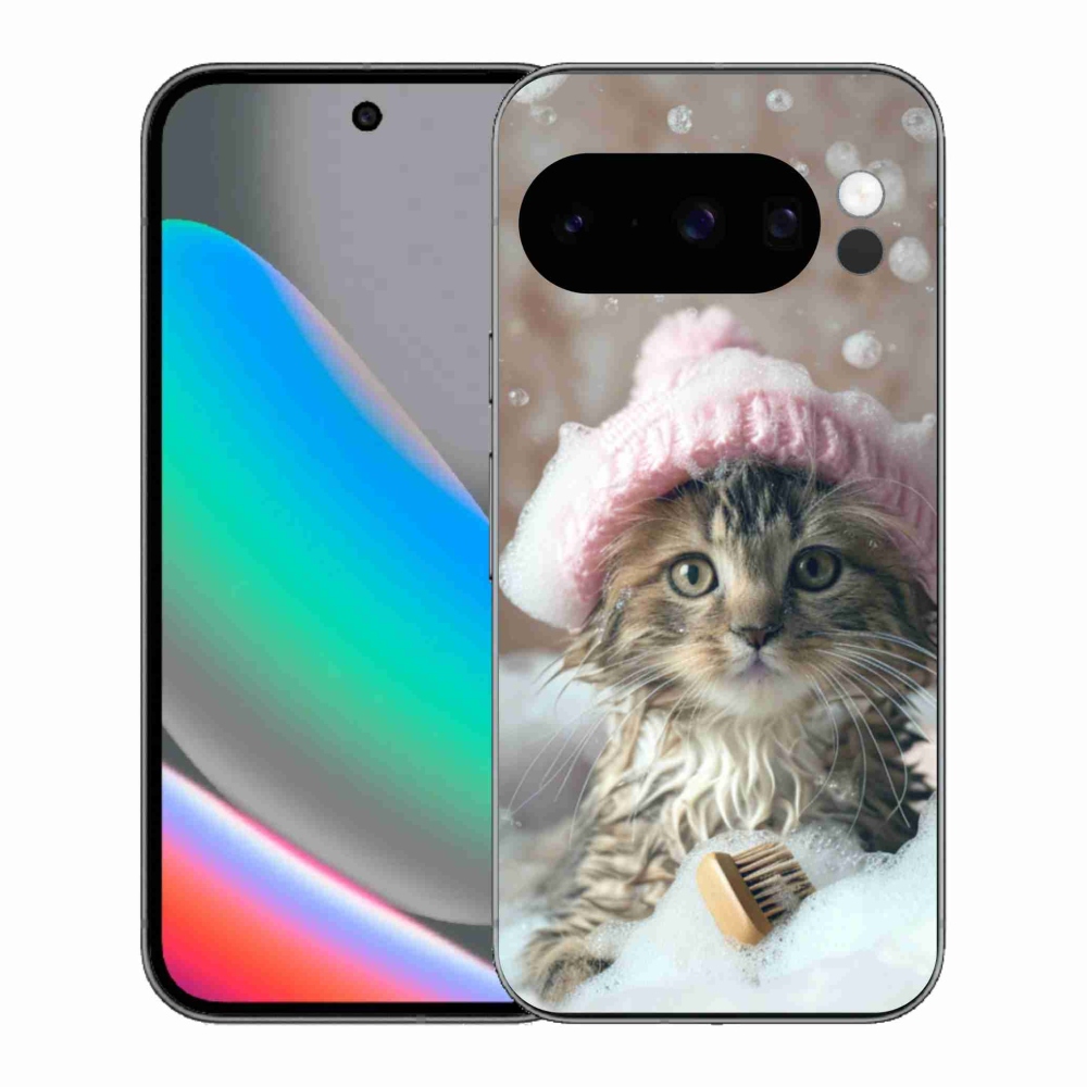 Gelový kryt mmCase na Google Pixel 10 Pro - kotě a koupel