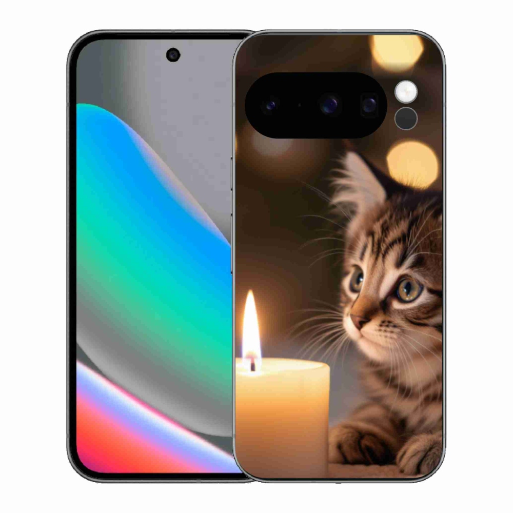 Gelový kryt mmCase na Google Pixel 10 Pro - kotě a svíčka
