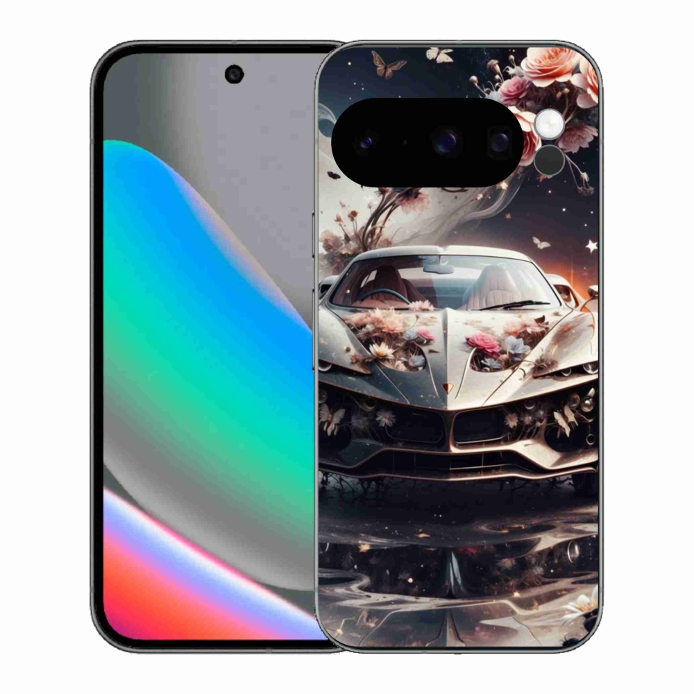 Gelový kryt mmCase na Google Pixel 10 Pro - květinový sportovní vůz