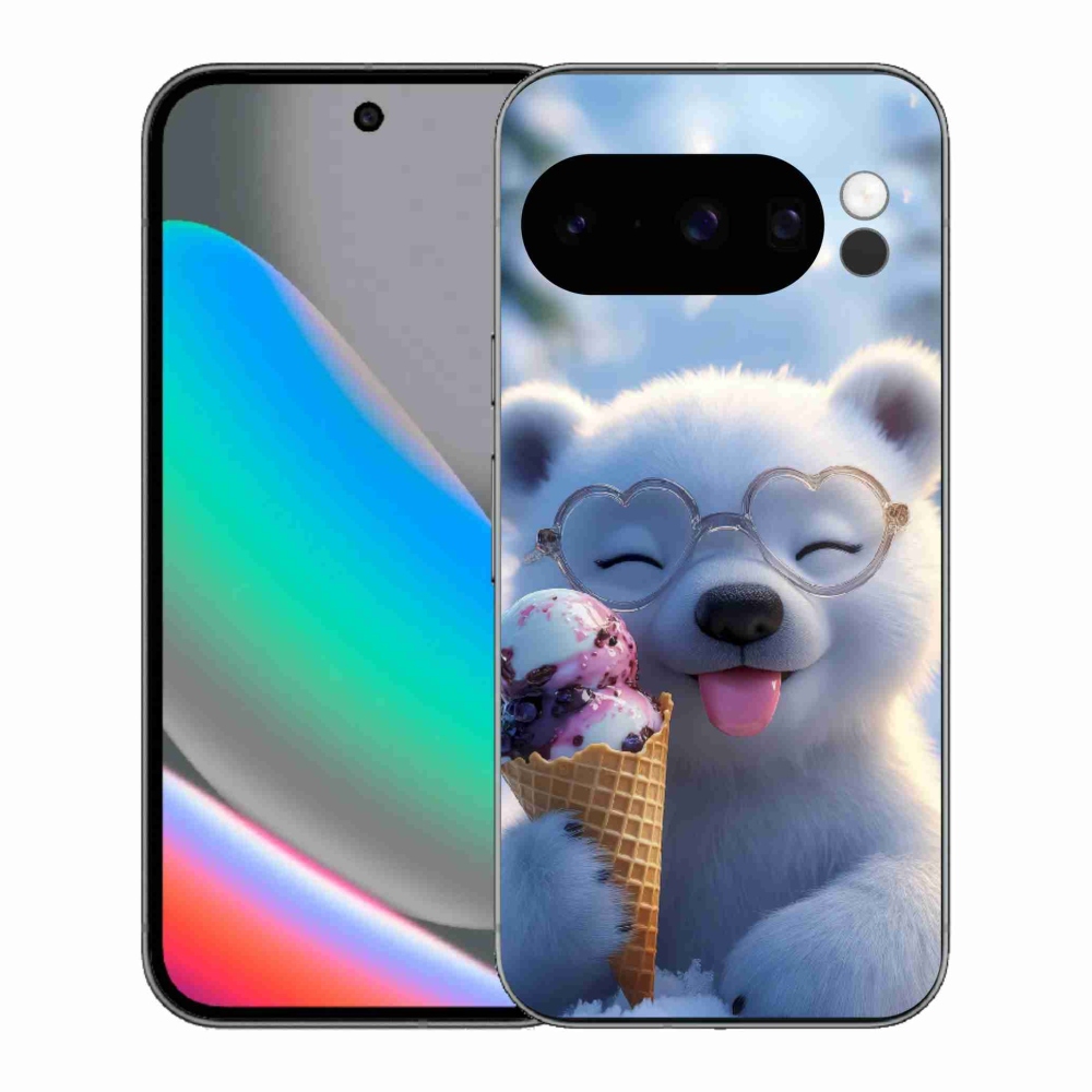 Gelový kryt mmCase na Google Pixel 10 Pro - medvídek se zmrzlinou