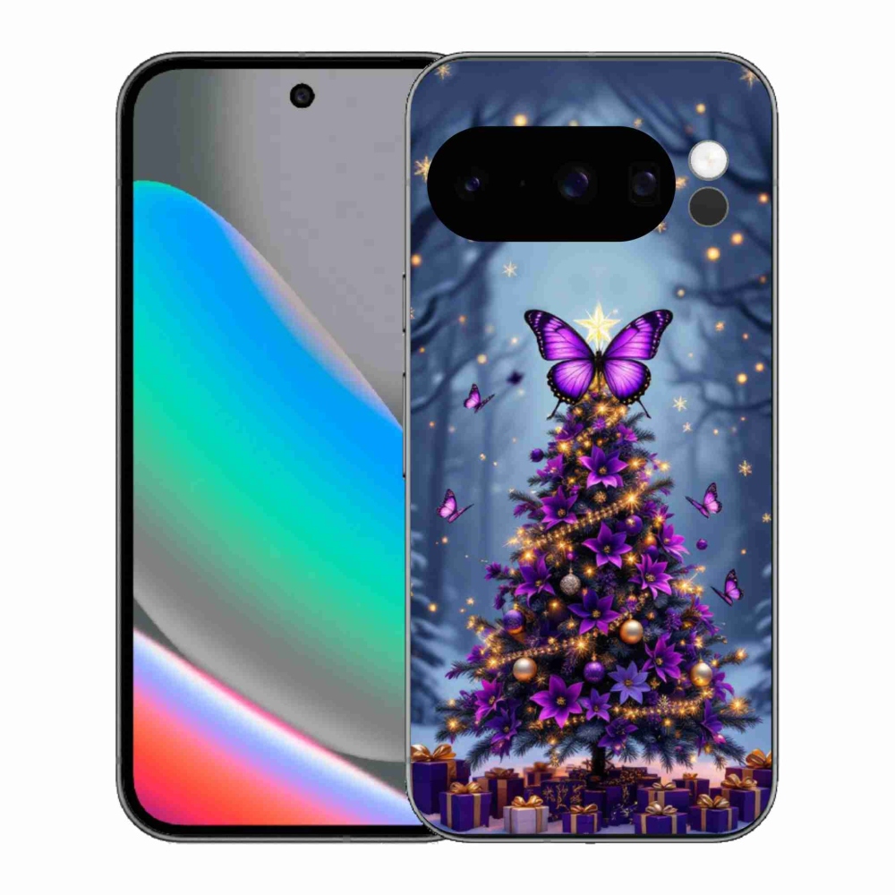 Gelový kryt mmCase na Google Pixel 10 Pro - motýlí vánoční stromek