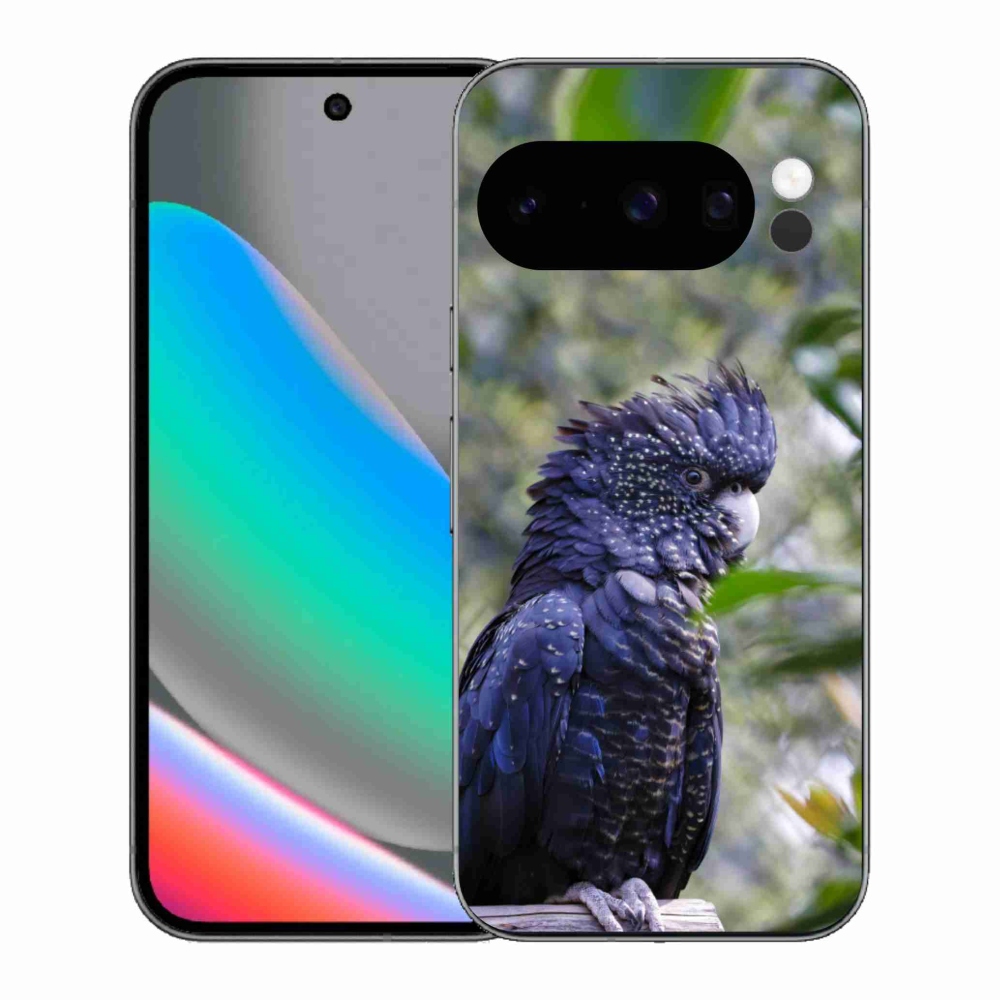 Gelový kryt mmCase na Google Pixel 10 Pro - papoušek kakadu černý