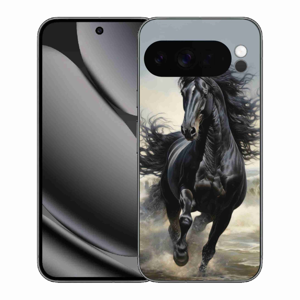 Gelový kryt mmCase na Google Pixel 10 Pro XL - běžící černý kůň