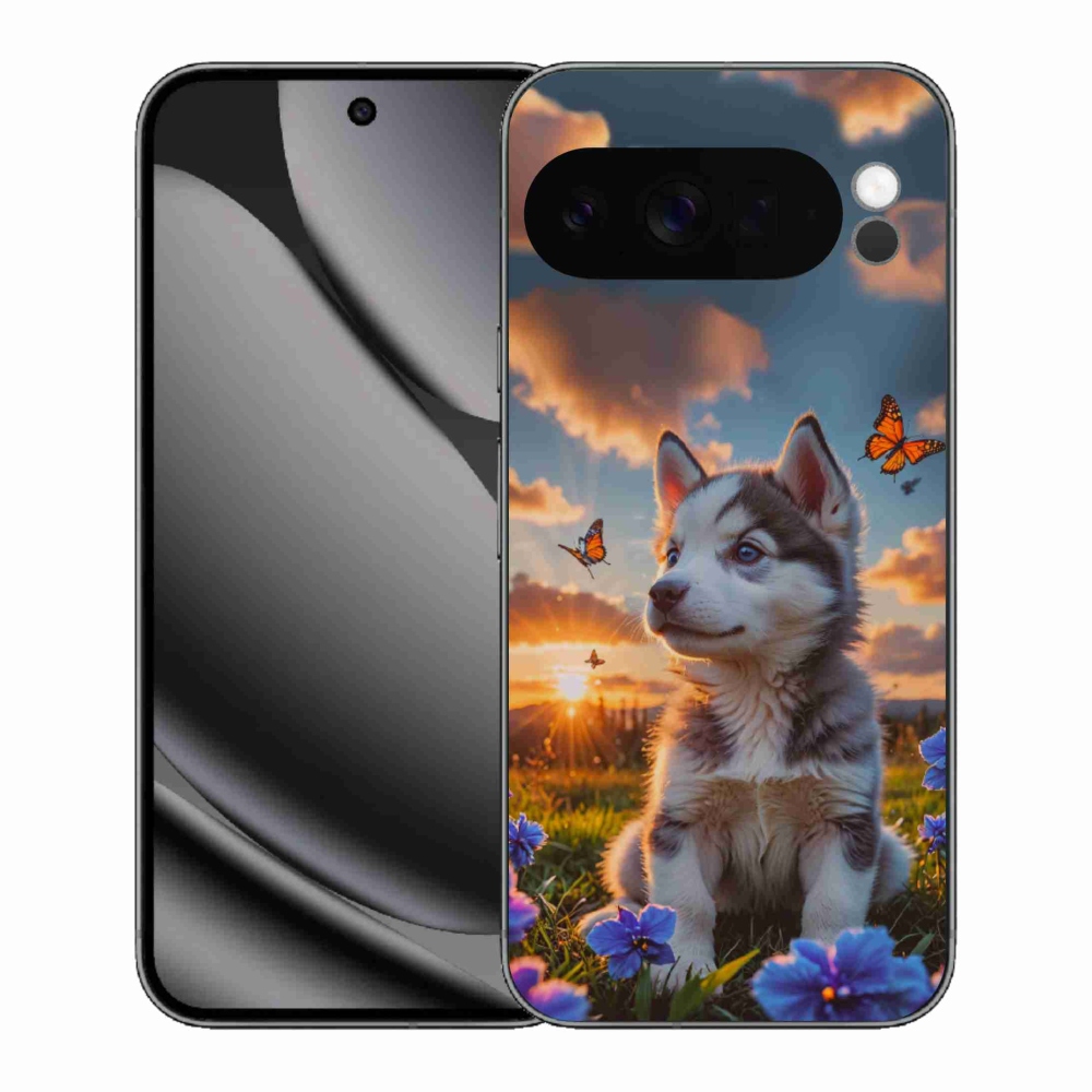 Gelový kryt mmCase na Google Pixel 10 Pro XL - husky při západu slunce