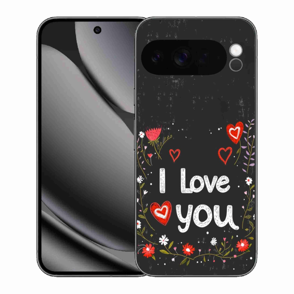 Gelový kryt mmCase na Google Pixel 10 Pro XL - I love you černé pozadí