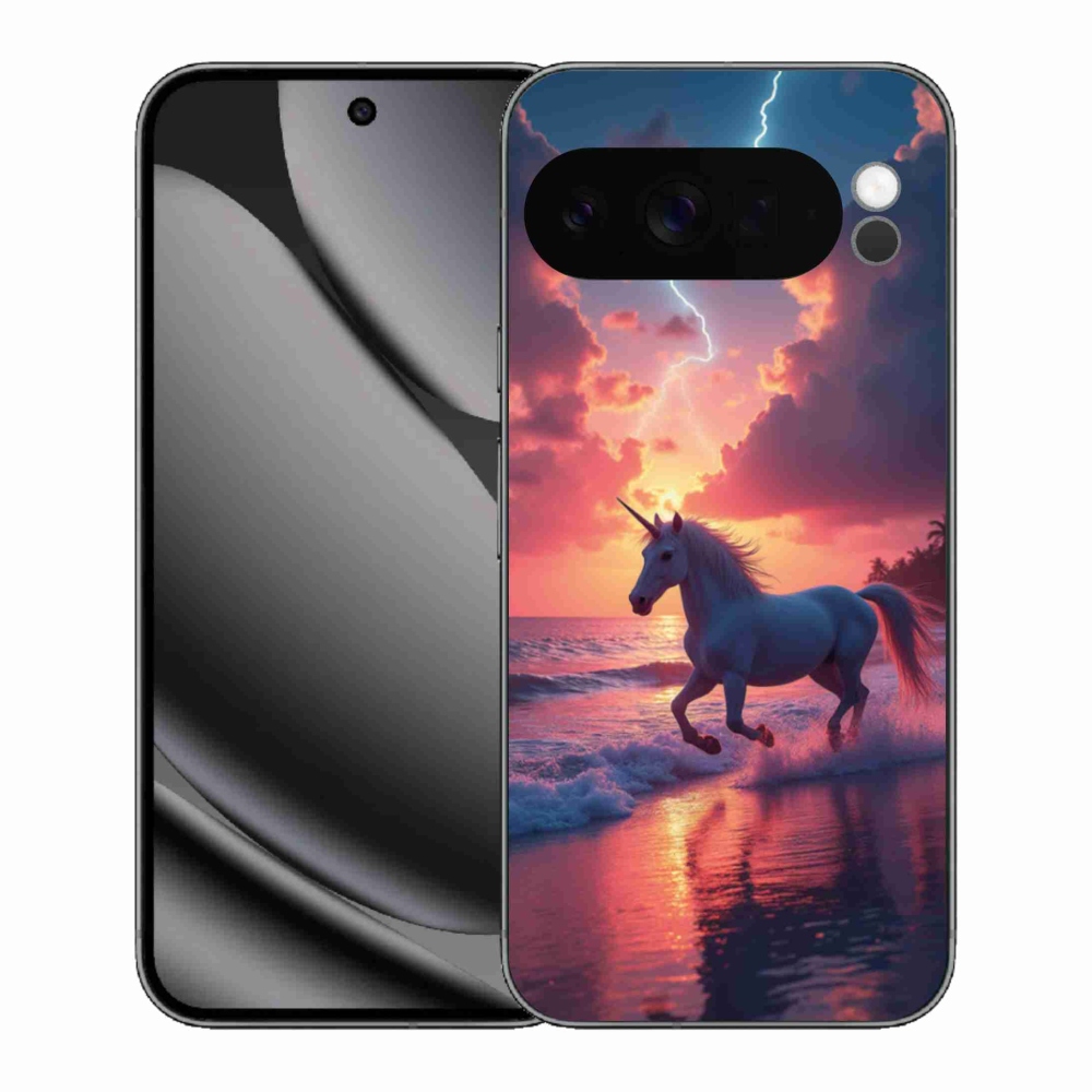 Gelový kryt mmCase na Google Pixel 10 Pro XL - jednorožec na pláži