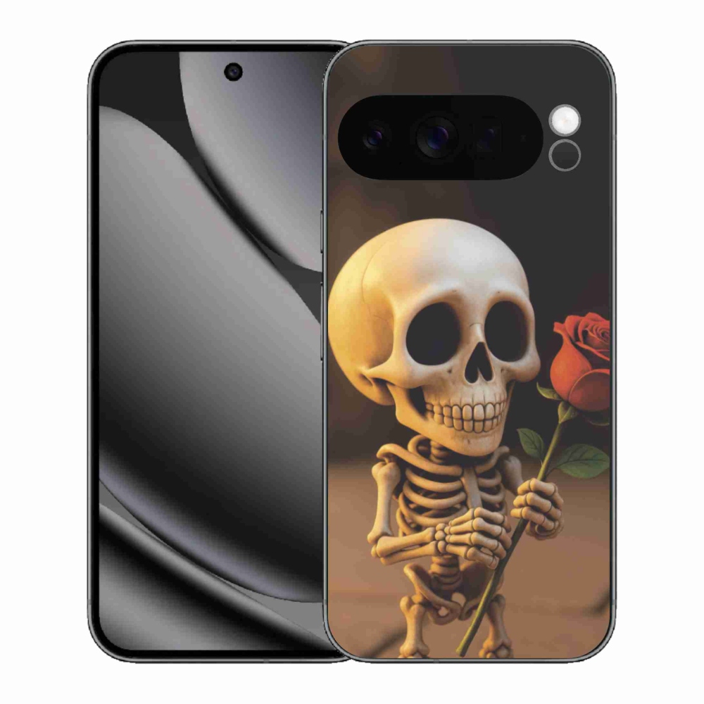 Gelový kryt mmCase na Google Pixel 10 Pro XL - kostlivec s růží