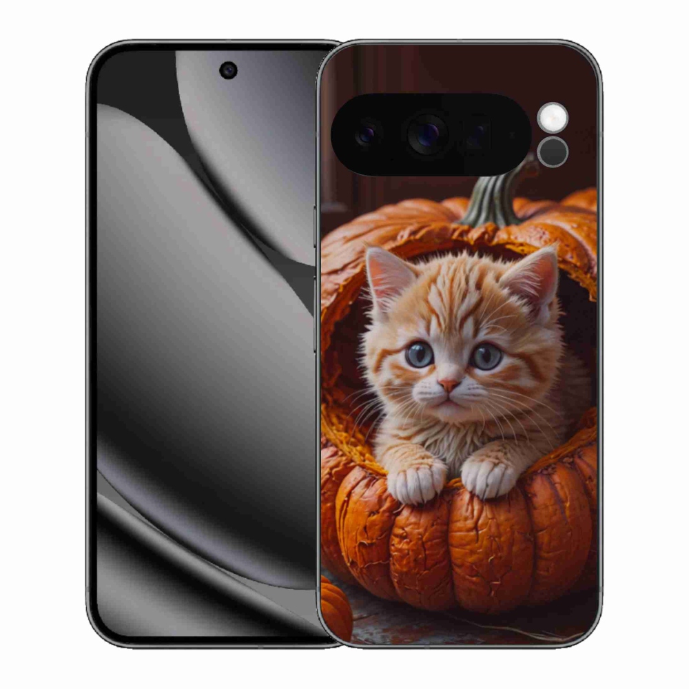 Gelový kryt mmCase na Google Pixel 10 Pro XL - kotě a dýně 2