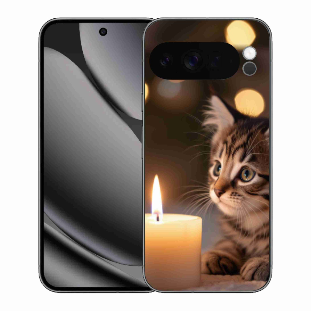 Gelový kryt mmCase na Google Pixel 10 Pro XL - kotě a svíčka