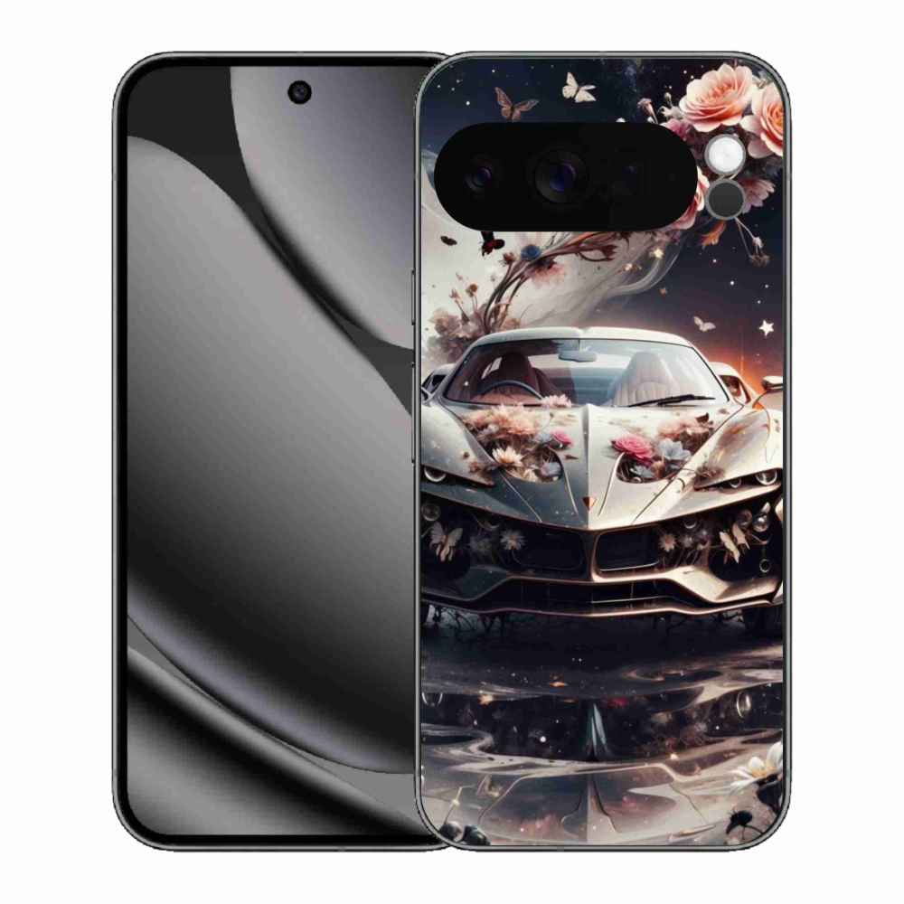 Gelový kryt mmCase na Google Pixel 10 Pro XL - květinový sportovní vůz