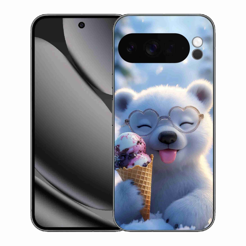 Gelový kryt mmCase na Google Pixel 10 Pro XL - medvídek se zmrzlinou
