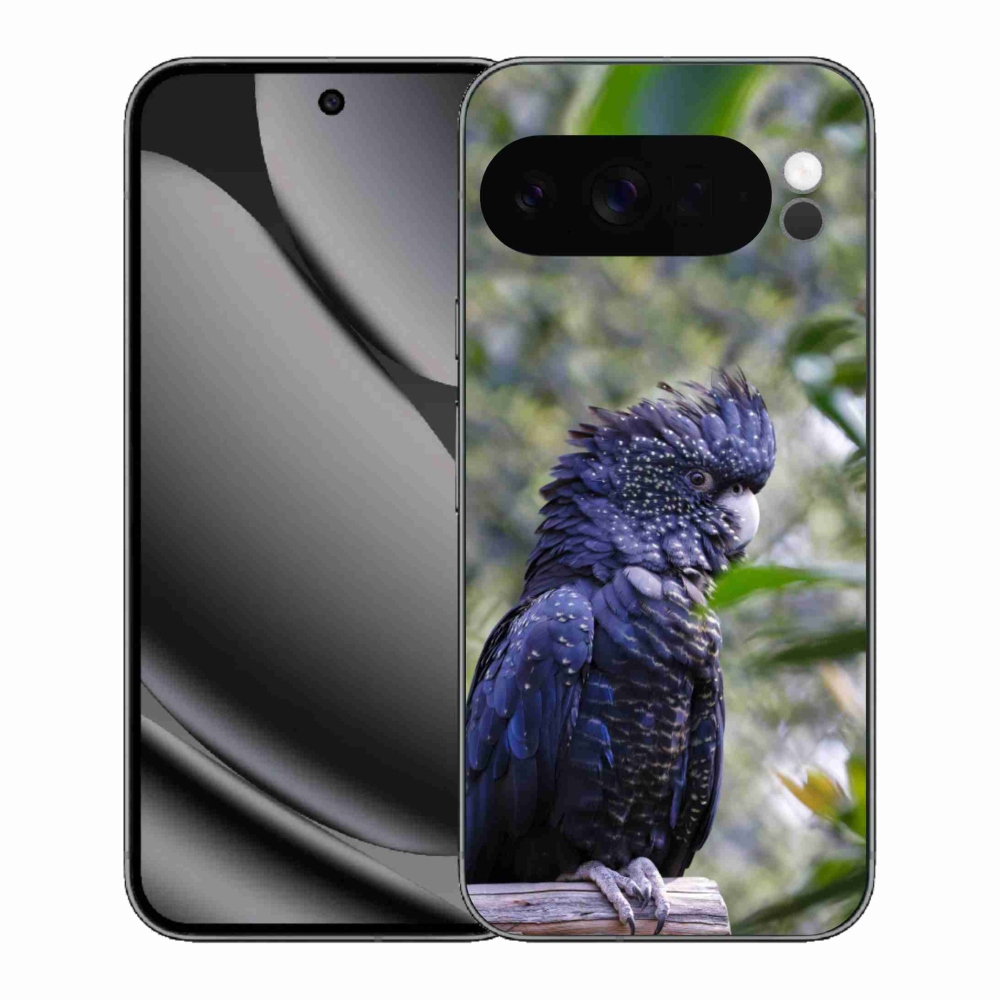 Gelový kryt mmCase na Google Pixel 10 Pro XL - papoušek kakadu černý