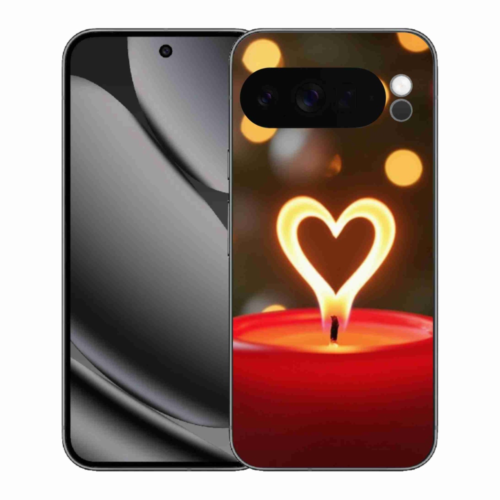 Gelový kryt mmCase na Google Pixel 10 Pro XL - srdce z plamene