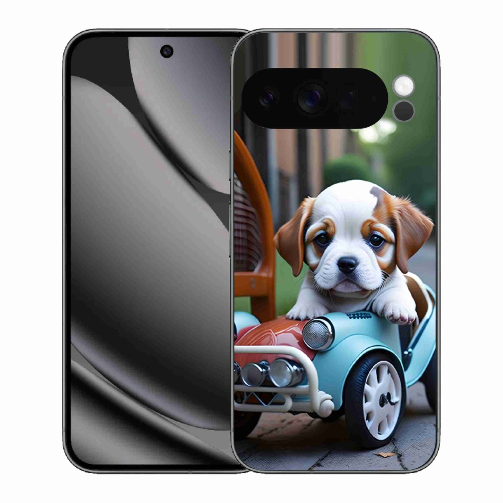Gelový kryt mmCase na Google Pixel 10 Pro XL - štěně v retro autě