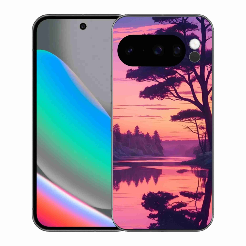 Gelový kryt mmCase na Google Pixel 10 Pro - západ slunce nad jezerem