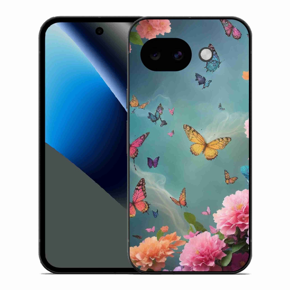 Gelový kryt mmCase na Google Pixel 10a - barevné květy a motýli