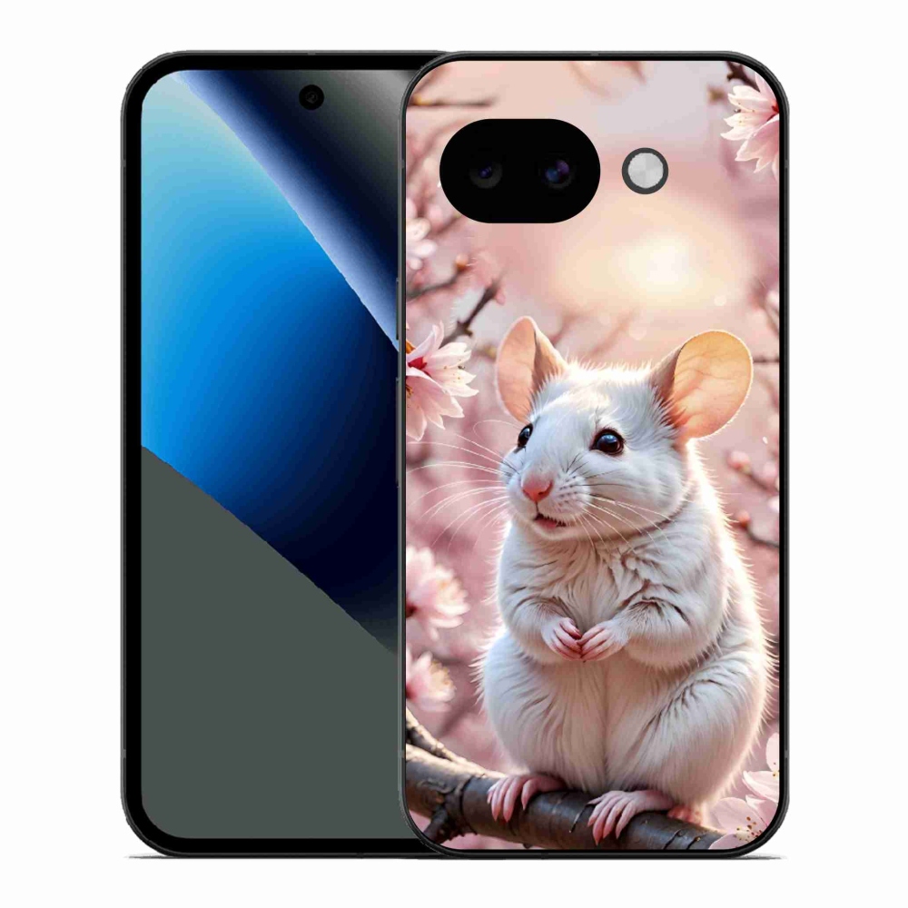 Gelový kryt mmCase na Google Pixel 10a - bílá myš na větvi