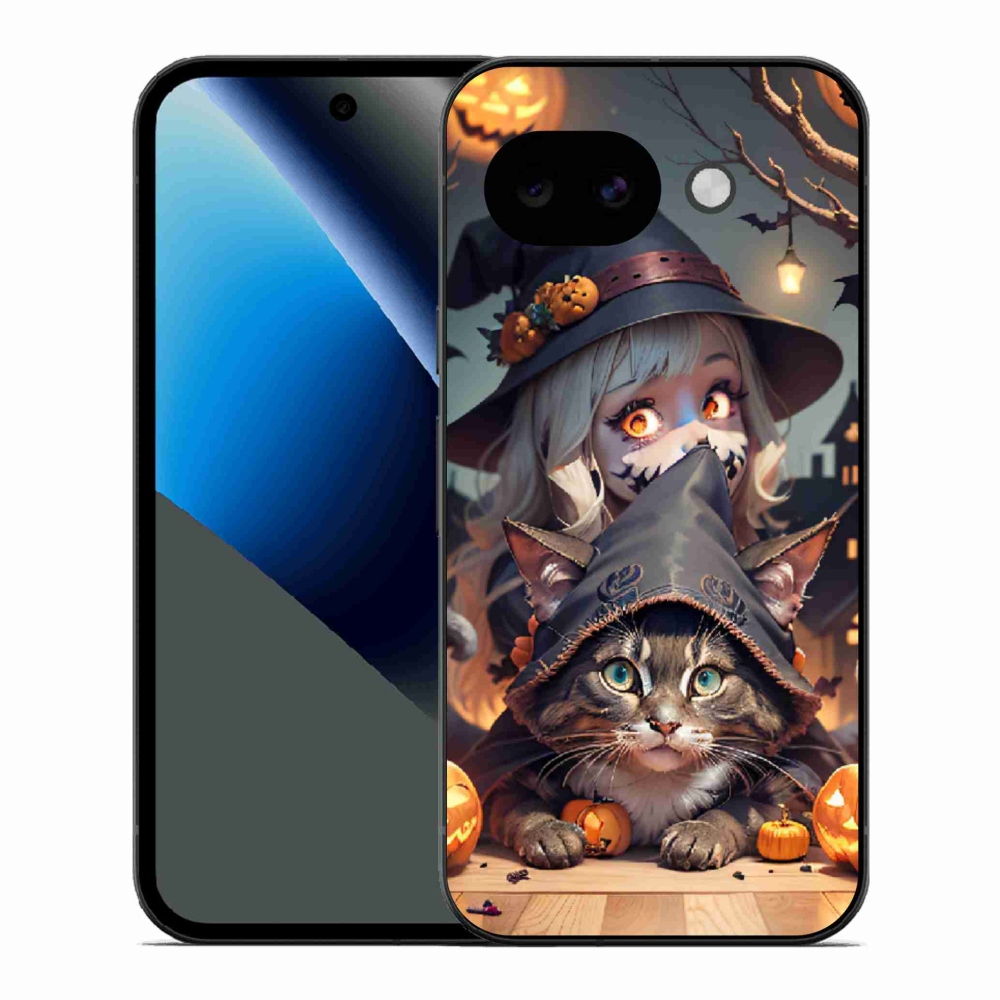 Gelový kryt mmCase na Google Pixel 10a - čarodějnice s kočkou
