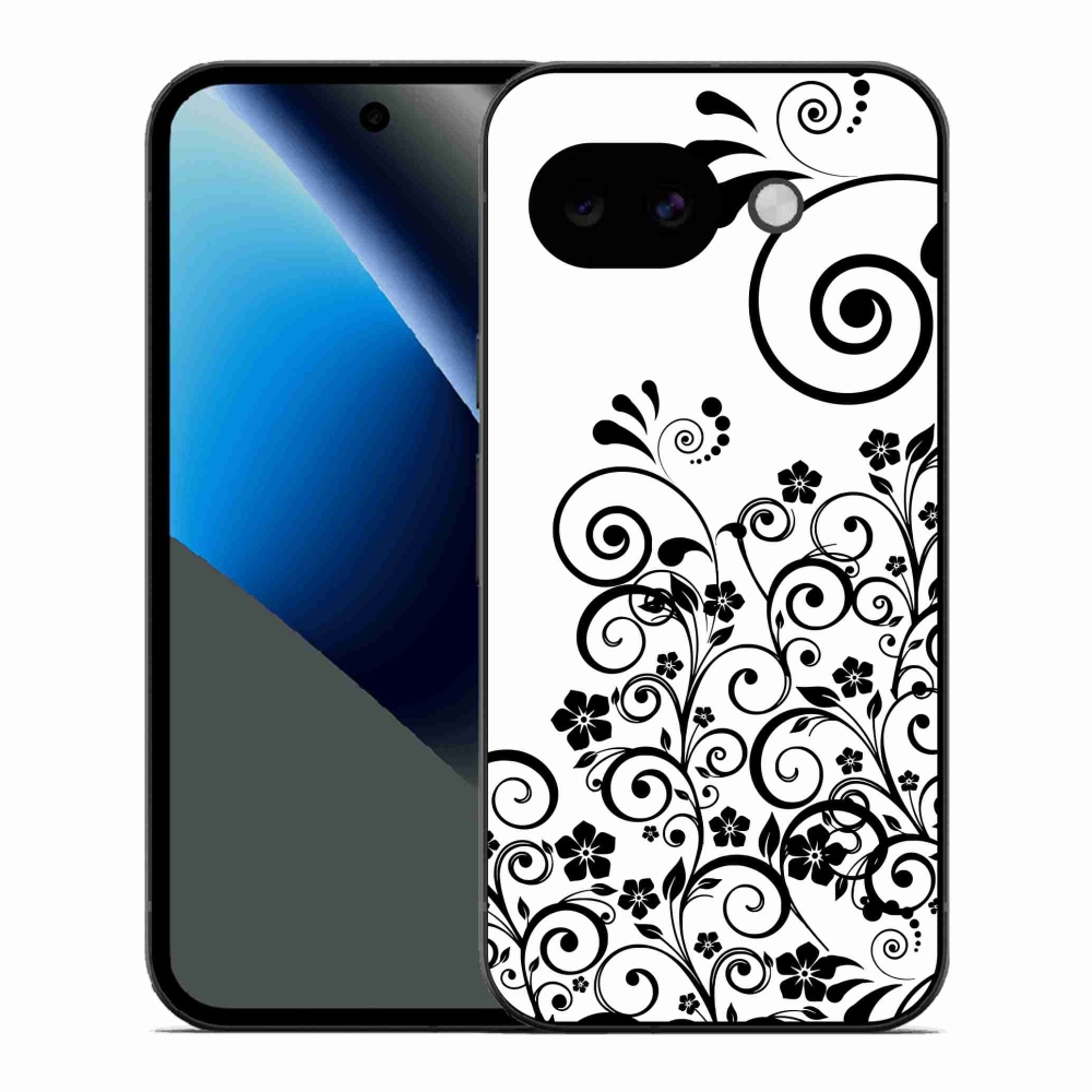 Gelový kryt mmCase na Google Pixel 10a - černobílé květinové vzory