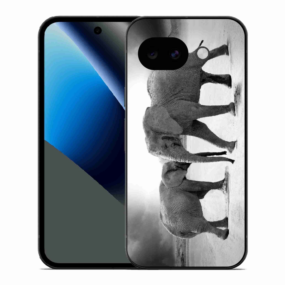 Gelový kryt mmCase na Google Pixel 10a - černobílí sloni