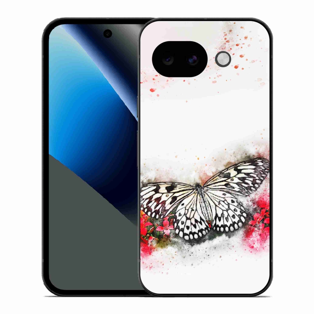 Gelový kryt mmCase na Google Pixel 10a - černobílý motýl