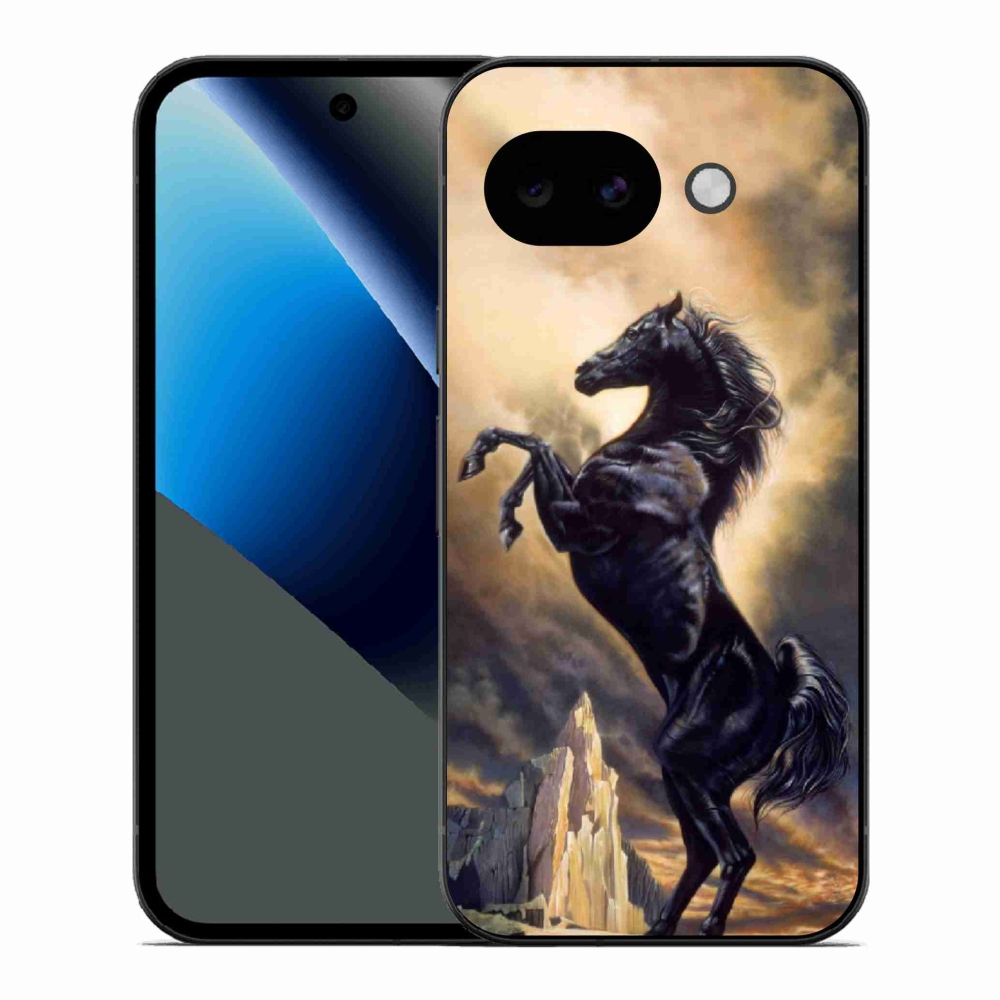Gelový kryt mmCase na Google Pixel 10a - černý kreslený kůň