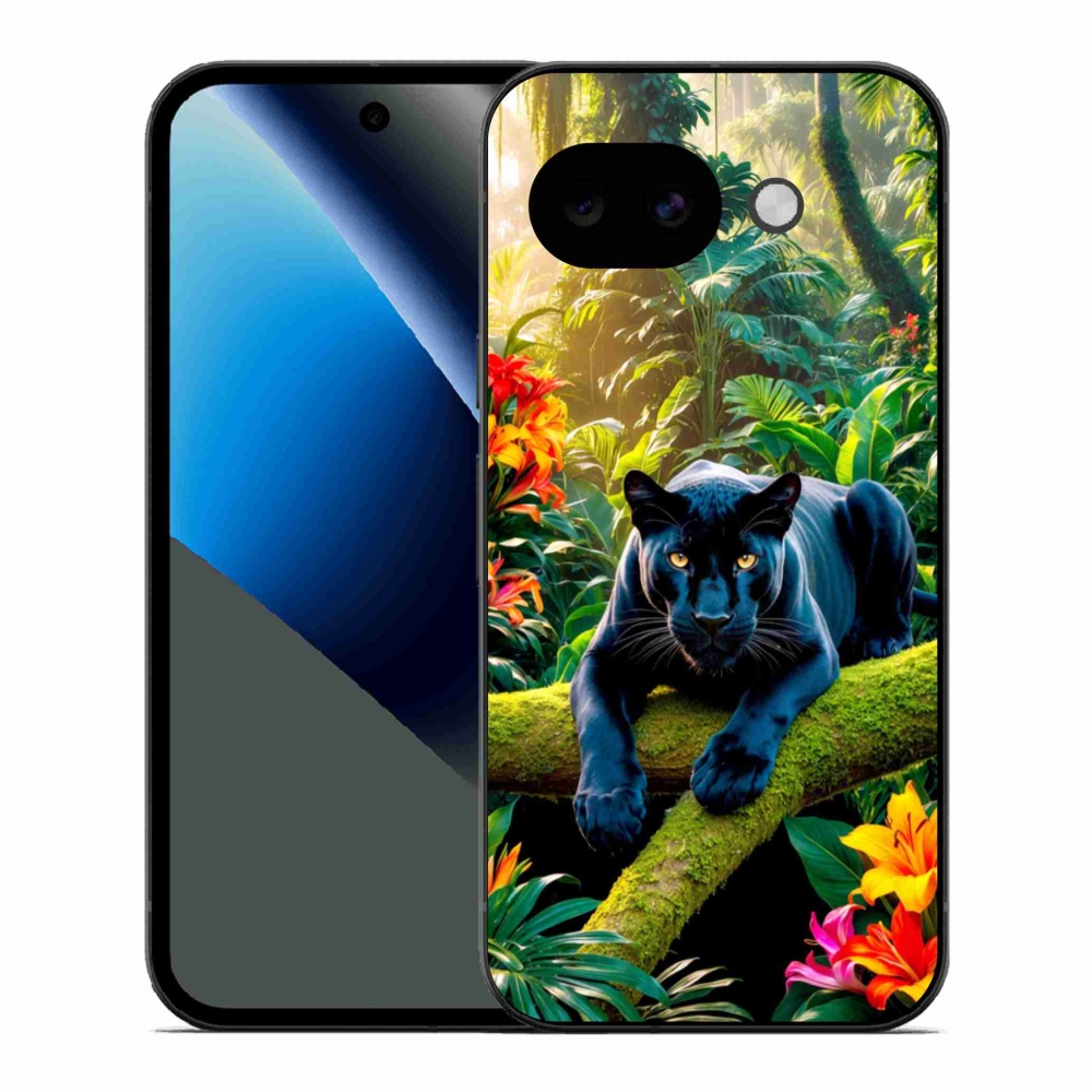 Gelový kryt mmCase na Google Pixel 10a - černý panter v džungli