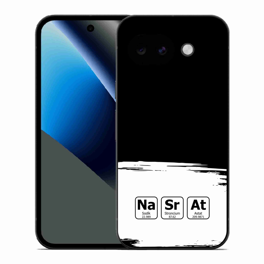 Gelový kryt mmCase na Google Pixel 10a - chemické prvky bíločerné pozadí