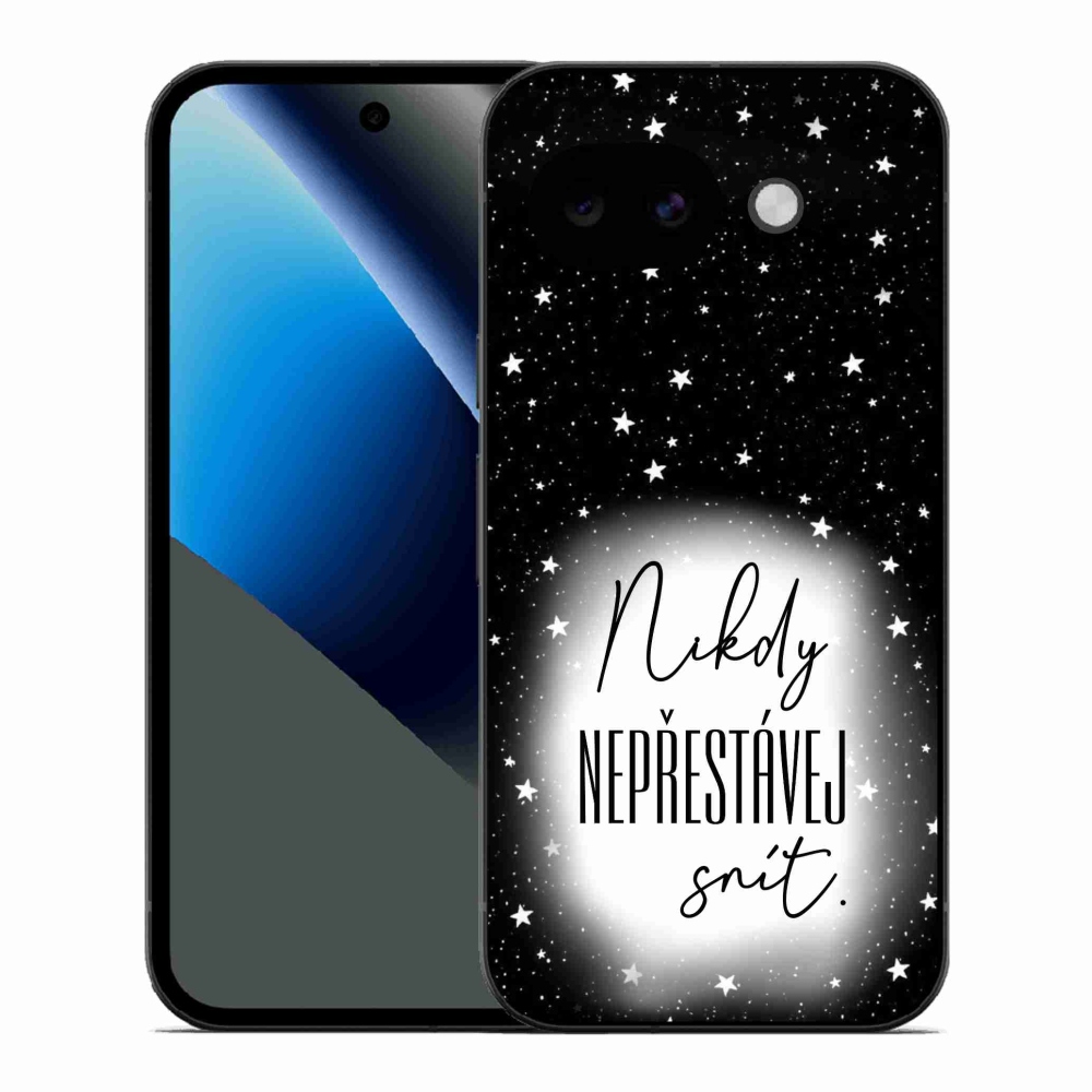 Gelový kryt mmCase na Google Pixel 10a - citát 1 bíločerné pozadí