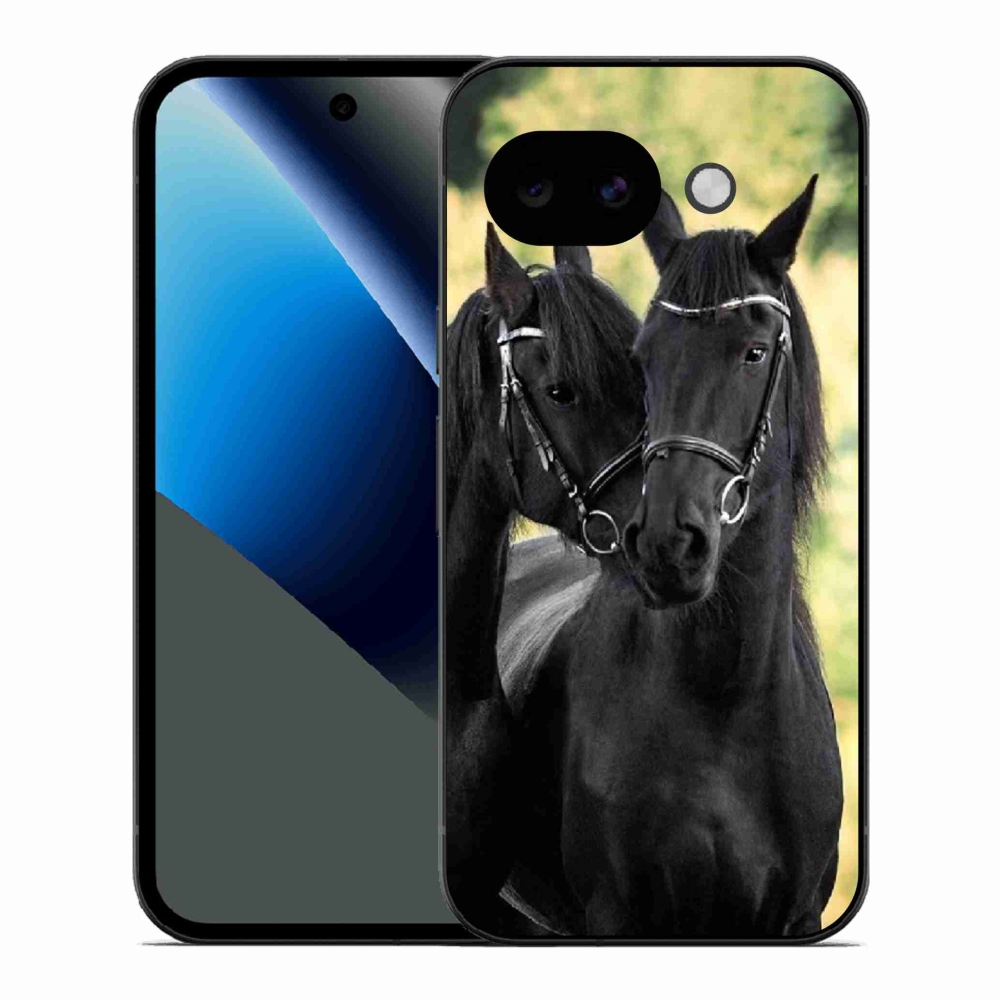 Gelový kryt mmCase na Google Pixel 10a - dva černí koně