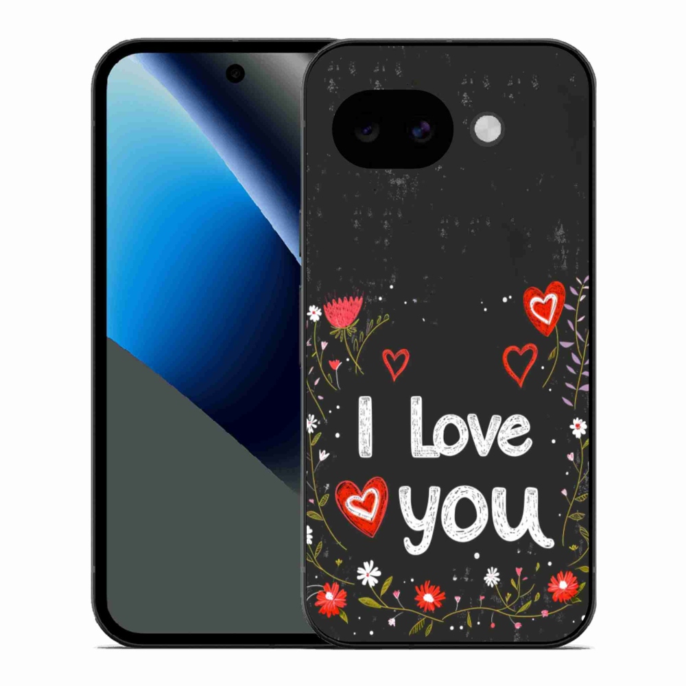 Gelový kryt mmCase na Google Pixel 10a - I love you černé pozadí