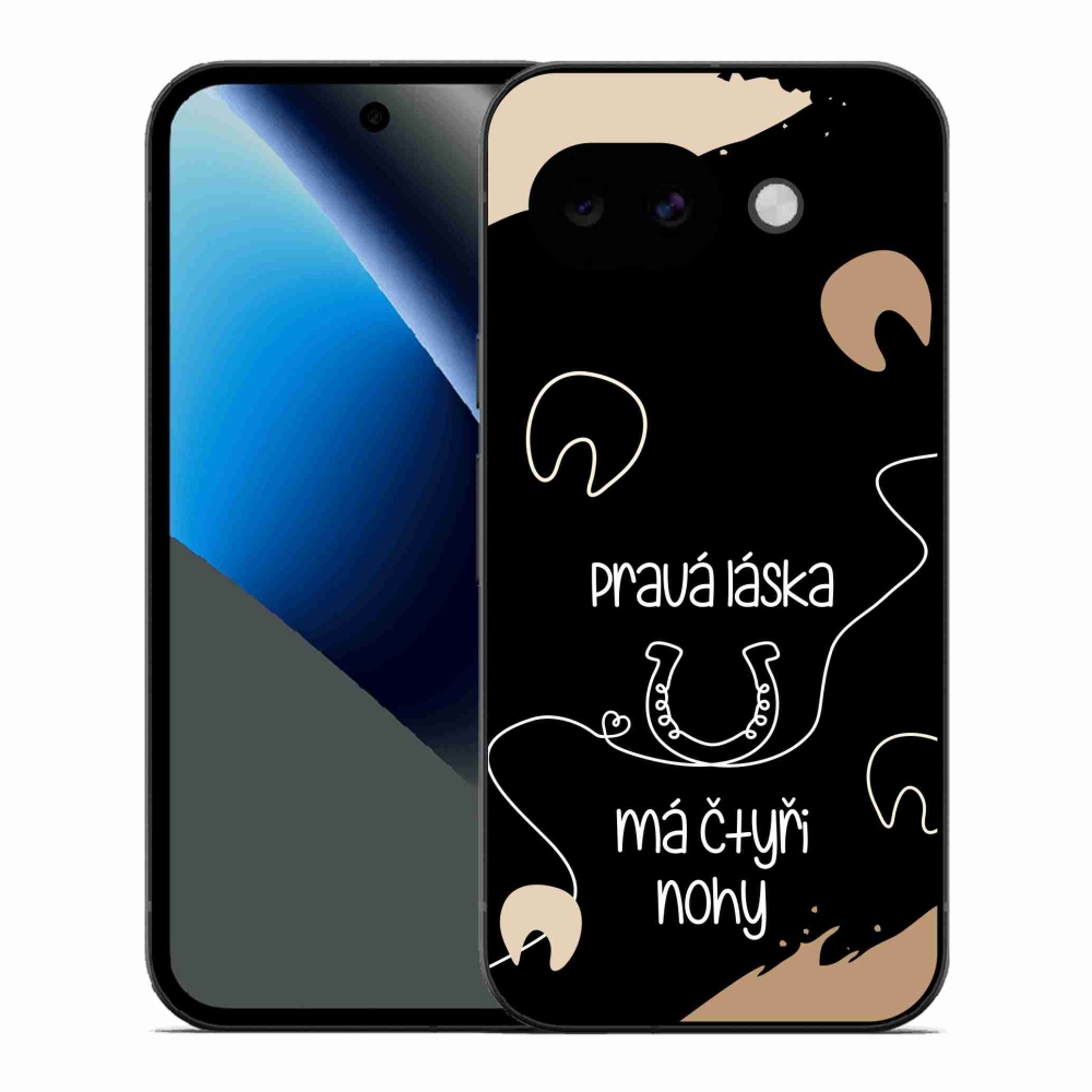 Gelový kryt mmCase na Google Pixel 10a - koňský motiv černé pozadí