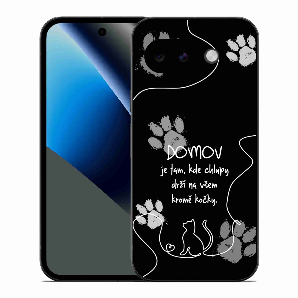 Gelový kryt mmCase na Google Pixel 10a - kočičí motiv černé pozadí
