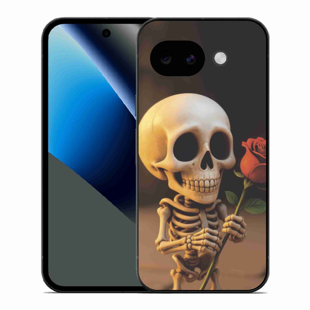 Gelový kryt mmCase na Google Pixel 10a - kostlivec s růží