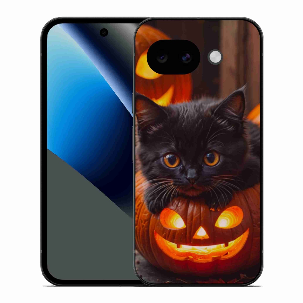 Gelový kryt mmCase na Google Pixel 10a - kotě a dýně