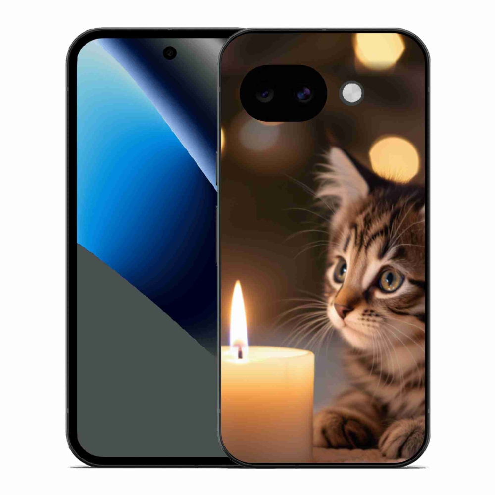 Gelový kryt mmCase na Google Pixel 10a - kotě a svíčka