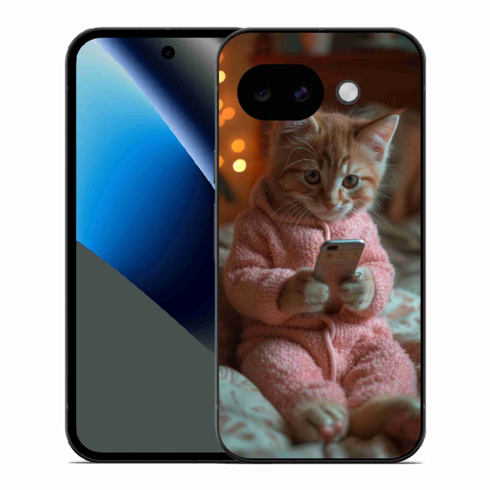 Gelový kryt mmCase na Google Pixel 10a - kotě s mobilem