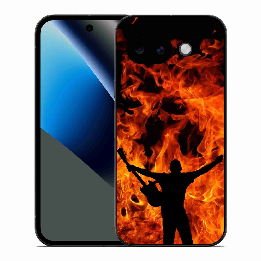 Gelový kryt mmCase na Google Pixel 10a - muzikant a oheň