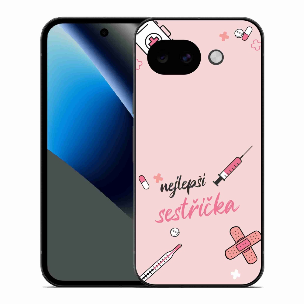 Gelový kryt mmCase na Google Pixel 10a - nejlepší sestřička růžové pozadí