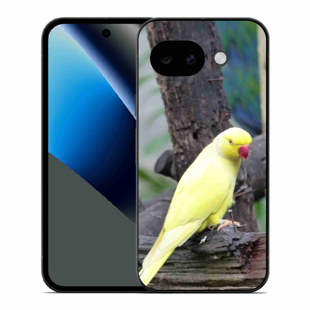 Gelový kryt mmCase na Google Pixel 10a - papoušek alexandr žlutý