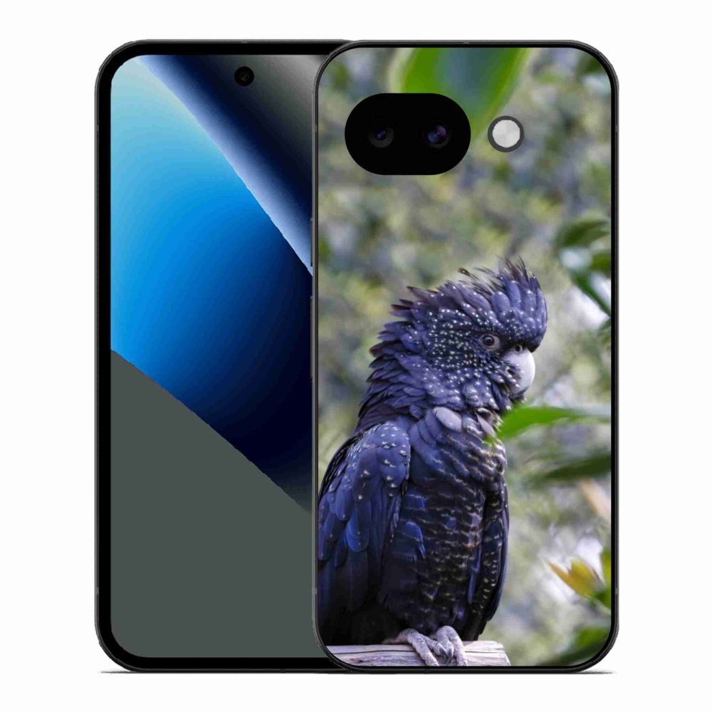 Gelový kryt mmCase na Google Pixel 10a - papoušek kakadu černý