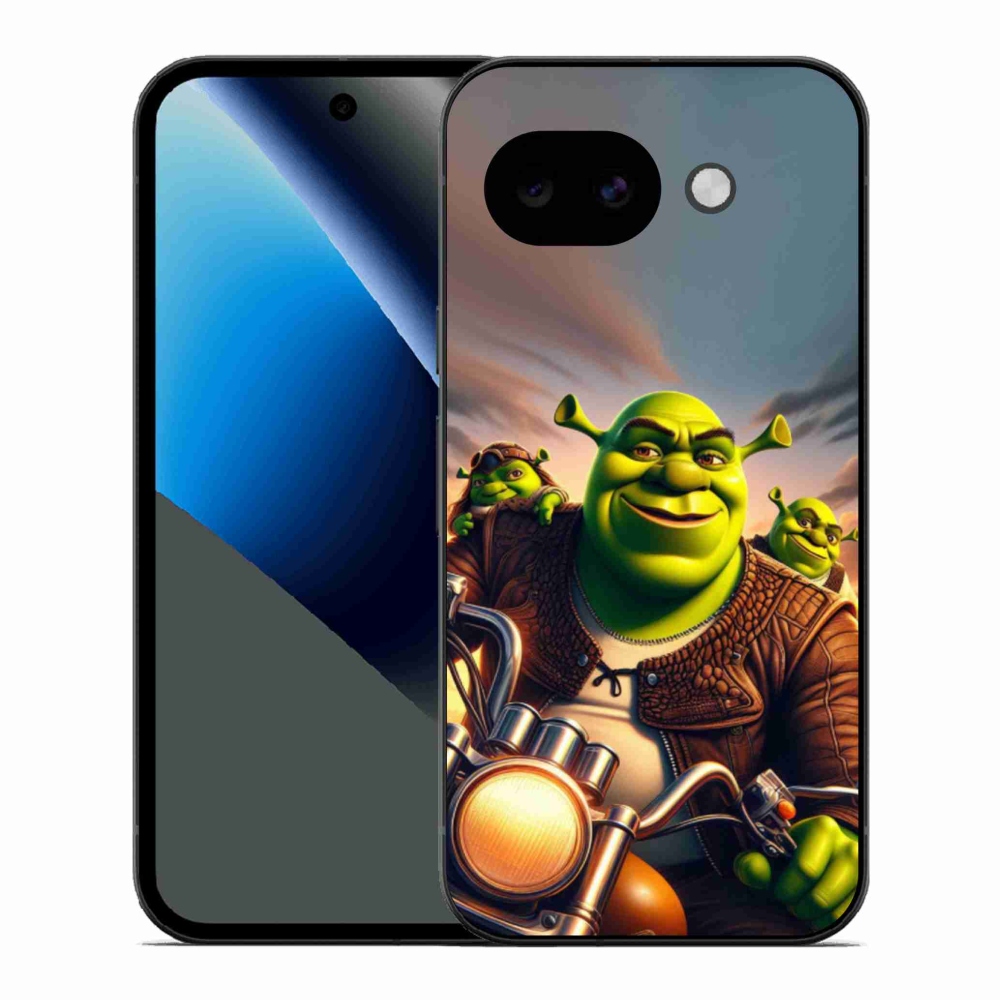 Gelový kryt mmCase na Google Pixel 10a - shrek na motorce