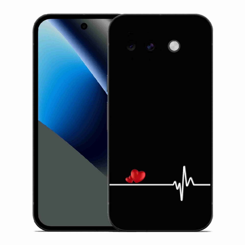 Gelový kryt mmCase na Google Pixel 10a - srdce a tep černé pozadí