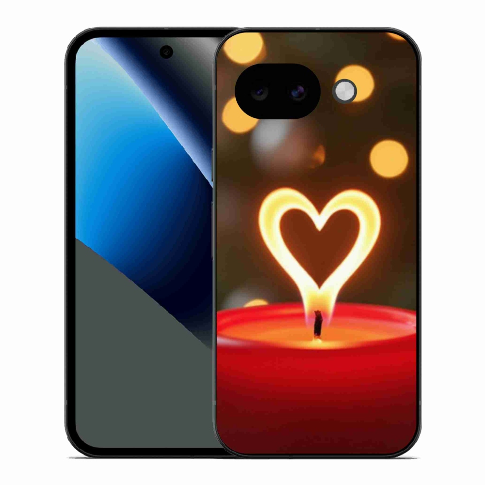 Gelový kryt mmCase na Google Pixel 10a - srdce z plamene